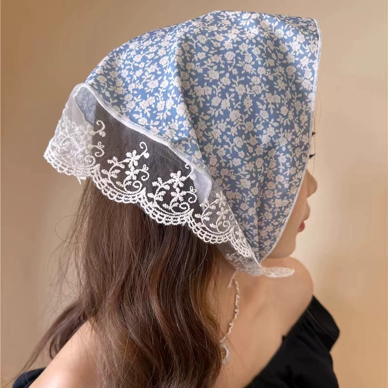 Милая кружевная шаль/шарф? Wait: original: "Cute lace scarf, retro headband, french style, floral print" We should translate: "Милый кружевной шарф, ретро ободок для головы, французский стиль, цветочный принт"