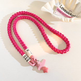 Simple Niche Pink Buckle Rose Red Fat Star Pendant Mobile Phone Case Long Strap Crossbody Long Rope Cross-Chain Mobile Phone Universal
