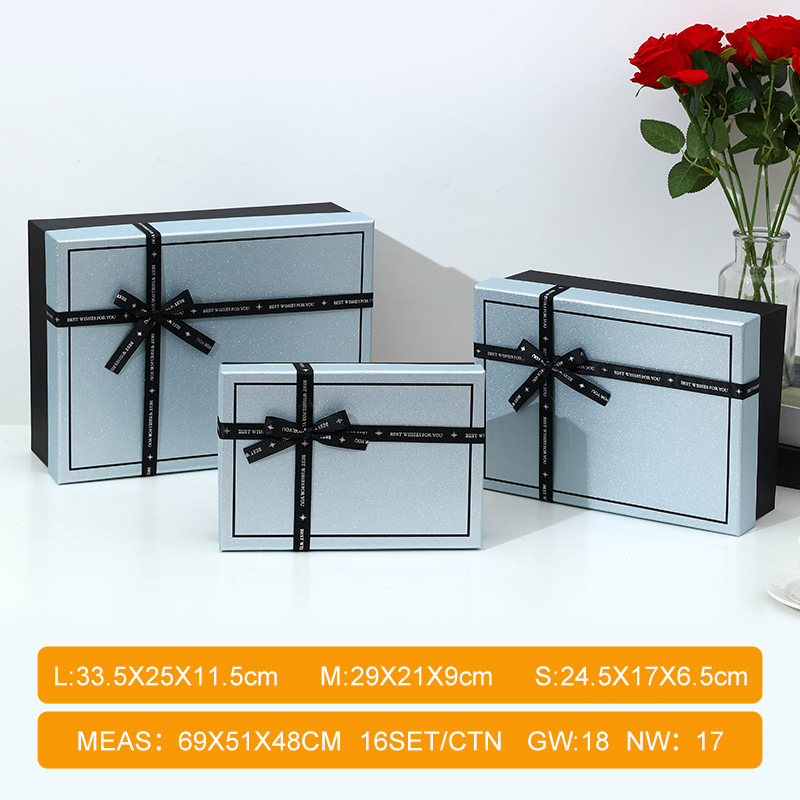 Caja de Regalo Rectangular con Tapa de Cartón Gris para Regalos image 12