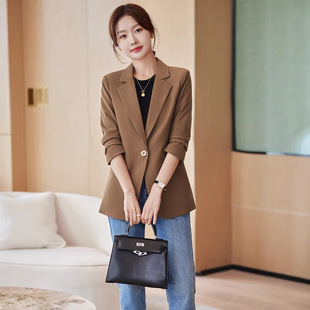 Black Suit Jacket Women's Spring and Autumn 2024 New Style Small Casual High-end Elegant Top Slim-fit Suit Spring