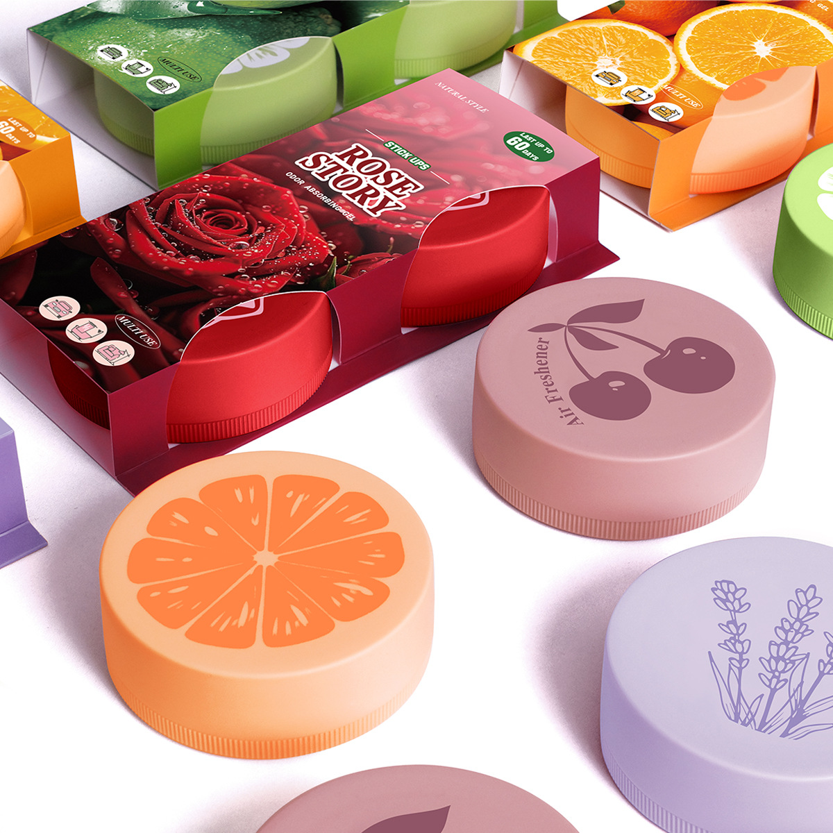 Serie de fragancias de flores y frutas Adornos de aromaterapia sin alcohol para automóvil Fragancia de inodoro Ambientador de aire Bálsamo de fragancia duradera