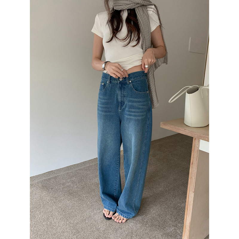 inbyin retro vintage straight-leg jeans for women, autumn long pants, versatile high-waisted slimming casual pants inbyin retro vintage straight-leg jeans for women, autumn long pants, versatile high-waisted slimming casual pants