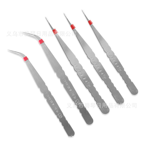 Qixin brand pointed iron tweezers multi-specification manicure elbow metal 304 thickened high-quality iron tweezers