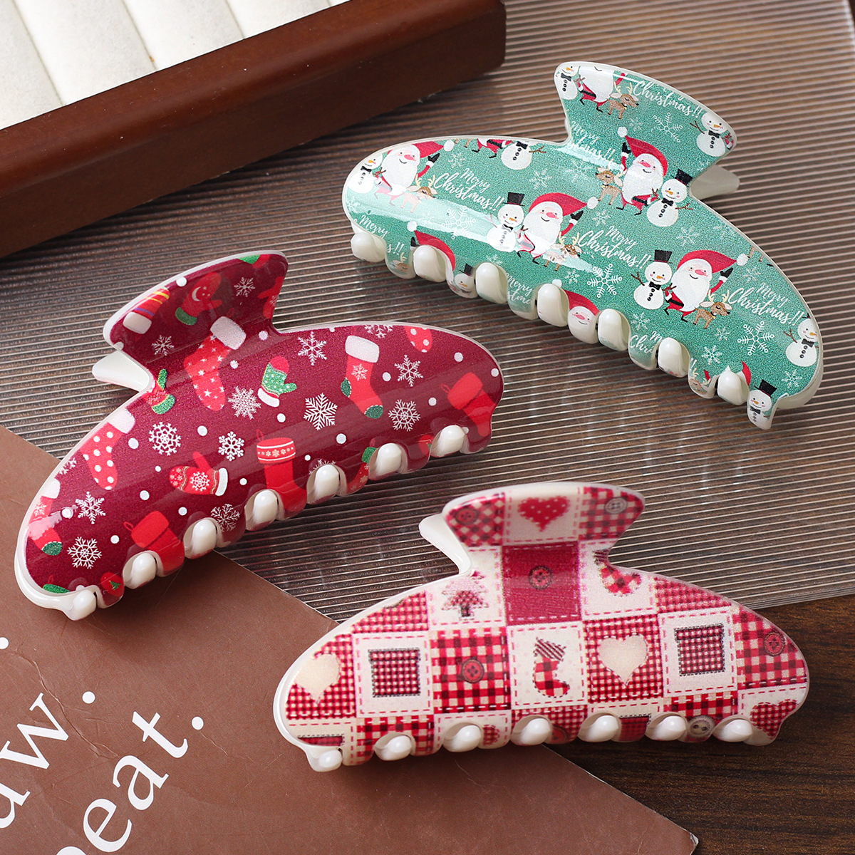 Dulce clip de plástico de Navidad grande 10.5cm clip de cabello para mujeres de alta calidad decoración de tarjeta de cabello detrás del cerebro clip de pescado