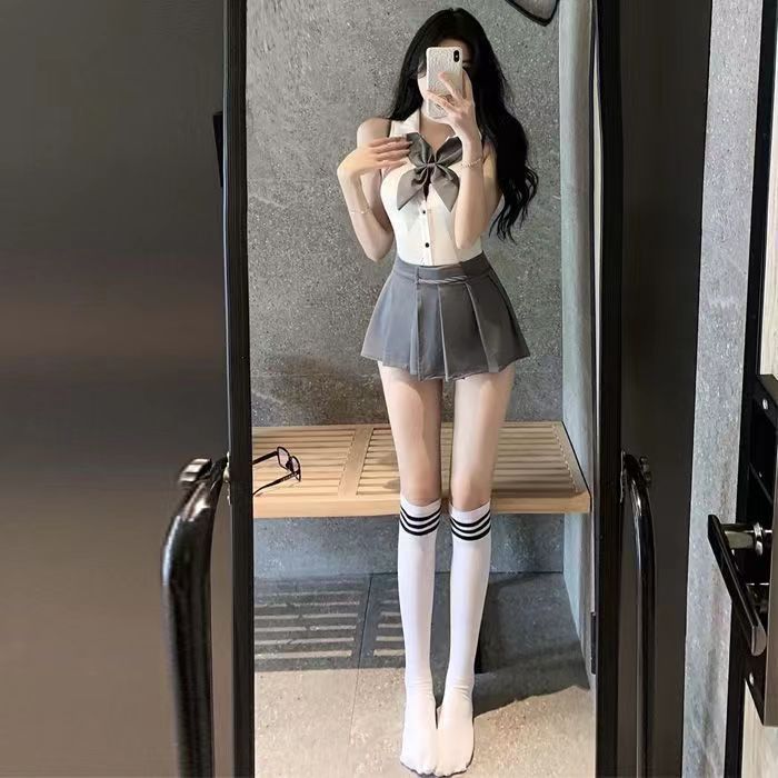 Miqinggu sexy lingerie wholesale college style backless jumpsuit suit JK system cute one piece drop shipping