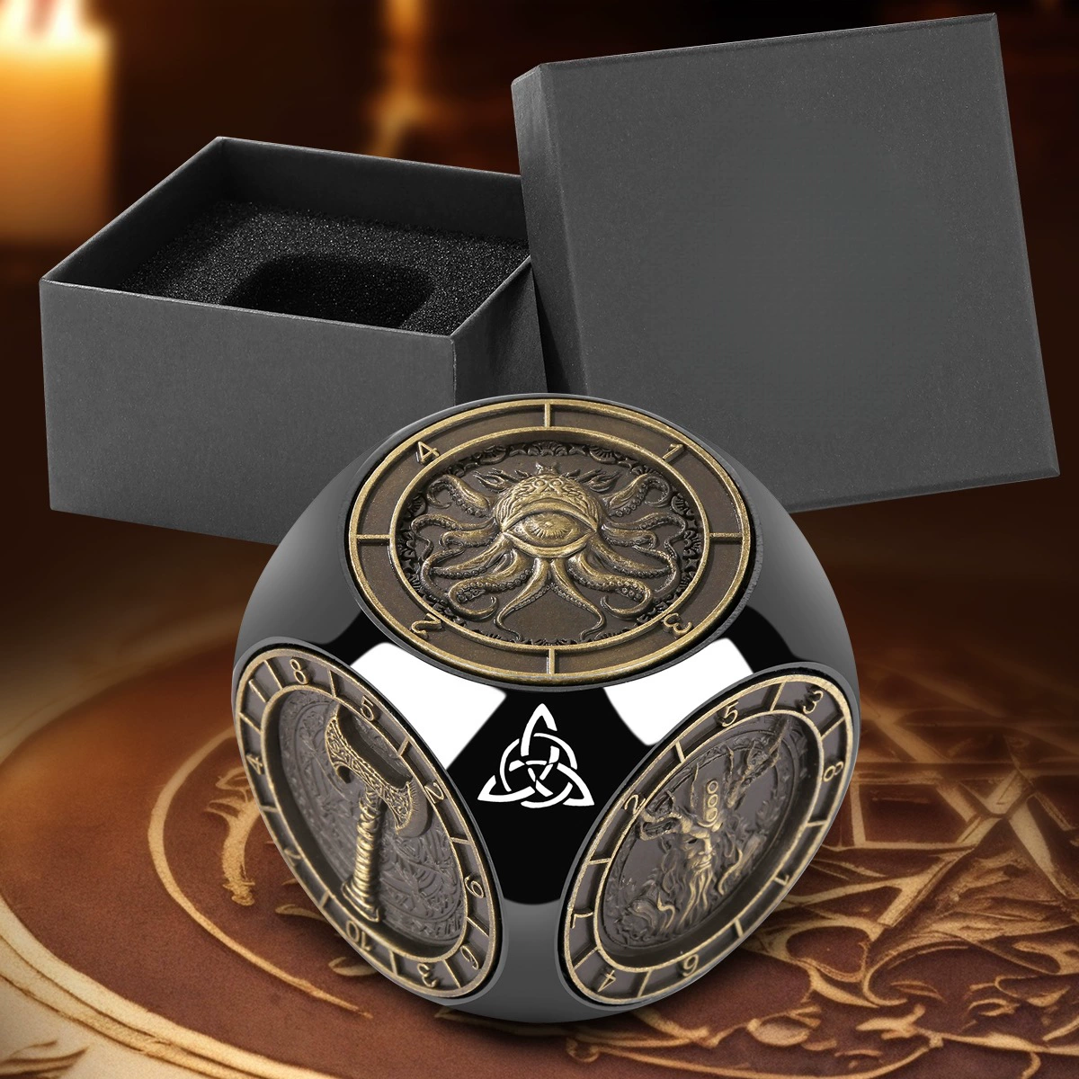 5? 7‑в‑1 вращающийся кости DND, металлический многоугольный спиннер, выгравированные лица фантазий, подарочная коробка