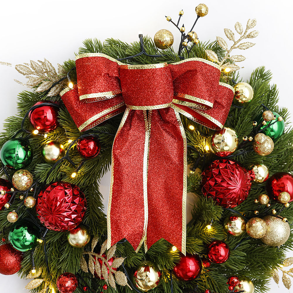 Amazon pop navideño decoración de puerta colgante 50CM / 60CM guirlanda navideña decoración de ventana al por mayor