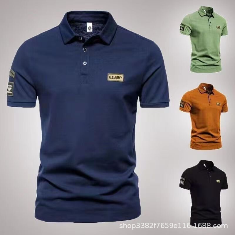 Foreign trade cross-border e-commerce men's summer new lapel POLO shirt T-shirt men's embroidery middle-aged trend casual upper