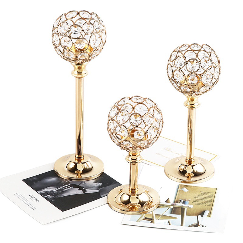 Estilo Europeo mini candelabro de cristal de metal creativo decoración de la boda Hotel Casa cena con velas accesorios Decoración