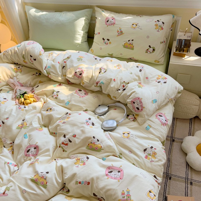 A clase de algodón ultra suave lavado con agua cuatro piezas de madres y bebés cubierta de cama desnuda dormitorio de estudiantes ropa de cama de tres piezas