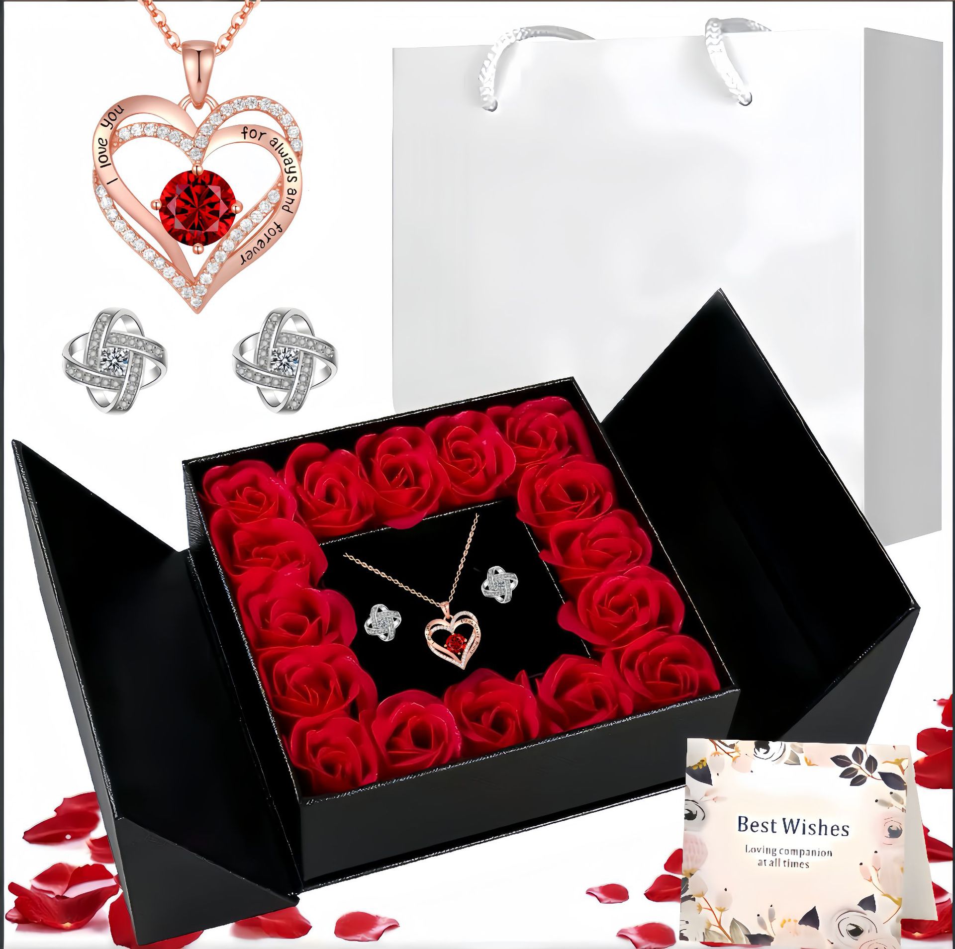 Collar de corazón de circonita colorida con colgante de oro rosa de doble capa, regalo para San Valentín y Día de la Madre