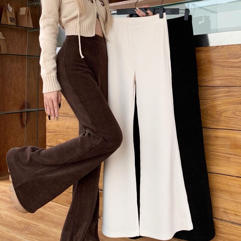 Corduroy Dagging Suit Micro-flared Pants Women's Autumn and Winter 2023 New Retro High Waist Slimming Casual Pants Ins