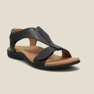 Cross-border 2024 new European and American flat-bottomed foot arch hook and loop leisure beach foreign trade plus size sandals on behalf of hair