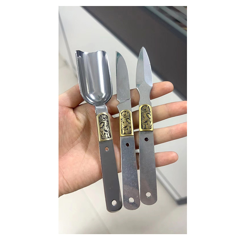 구리 꽃 시리즈 스테인레스 스틸 차 칼 과일 칼 티스푼 배아 다도 액세서리 3 피스 배아 수제 DIY 생산 R1