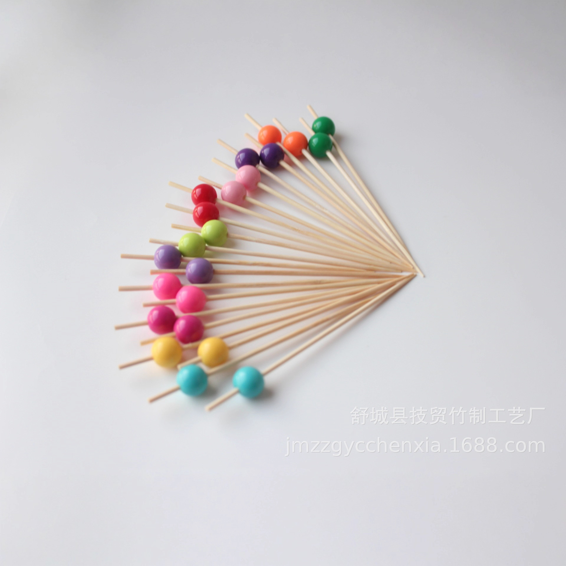 100 unids/pack fábrica en stock Venta Directa desechable color caramelo fruta palo de bambú merienda palo arte al por mayor