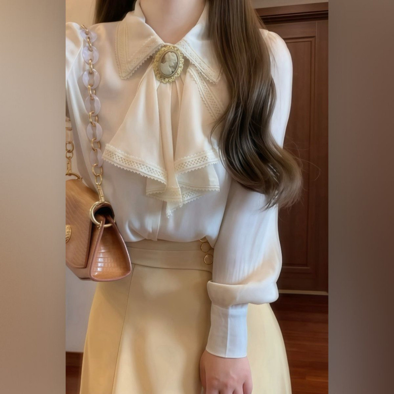 【1.2万人收藏】春季新款设计感蝴蝶结长袖衬衫+高腰显瘦半身裙时|undefined