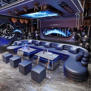 Ktv Bar Sofa Box Entertainment Club Nightclub U-Shaped Booth L-Shaped Corner Light Luxury High-End Coffee Table Set