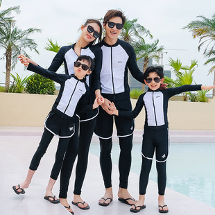2023 Parent-Child Family Suit Sunscreen Swimsuit Split Large Size Slimming Conservative Surfing Diving Suit for a Family of Three or Four