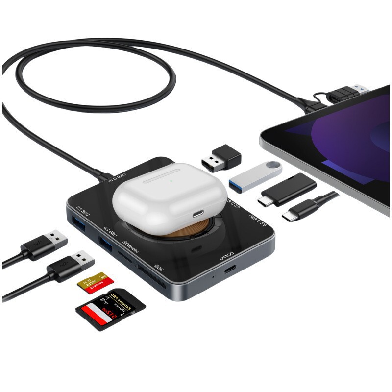 Cross-Border Docking Station 15W Wireless Charging Ten-In-One Expander Creative Gift Computer Multi-Function Hub Splitter