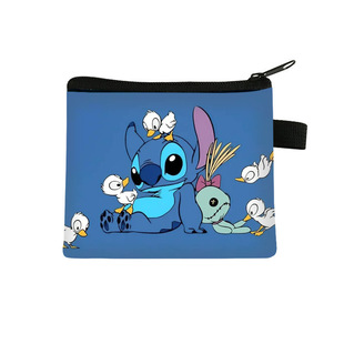 Stitch Cute Primary School Student Printed Coin Purse Large Capacity Card Holder Children's Polyester Storage Bag Starting from One Piece