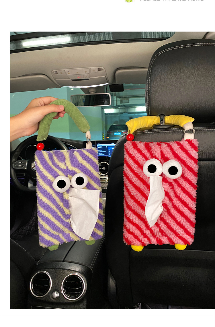 Car Seat Back Tissue Holder Funny Car Tissue Box Hanging Cartoon Monster Car Interior Decoration