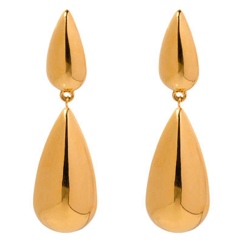 Amazon minimalista INS transfronterizo nueva luz de lujo nicho oro brillante gota de agua pendientes de alto grado al por mayor