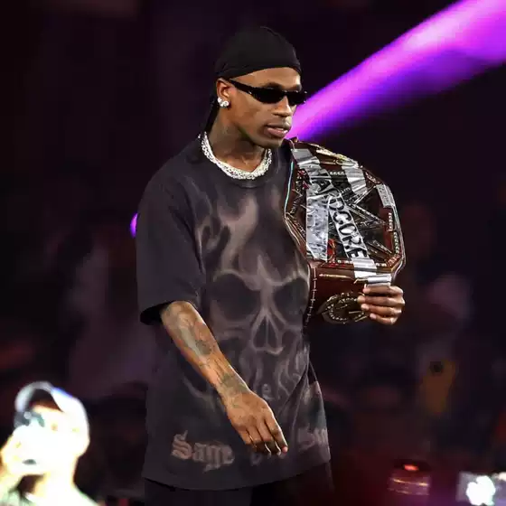Travis Scott x WWE Collaboration Flame Skull SAGE THE STAGE T-Shirt