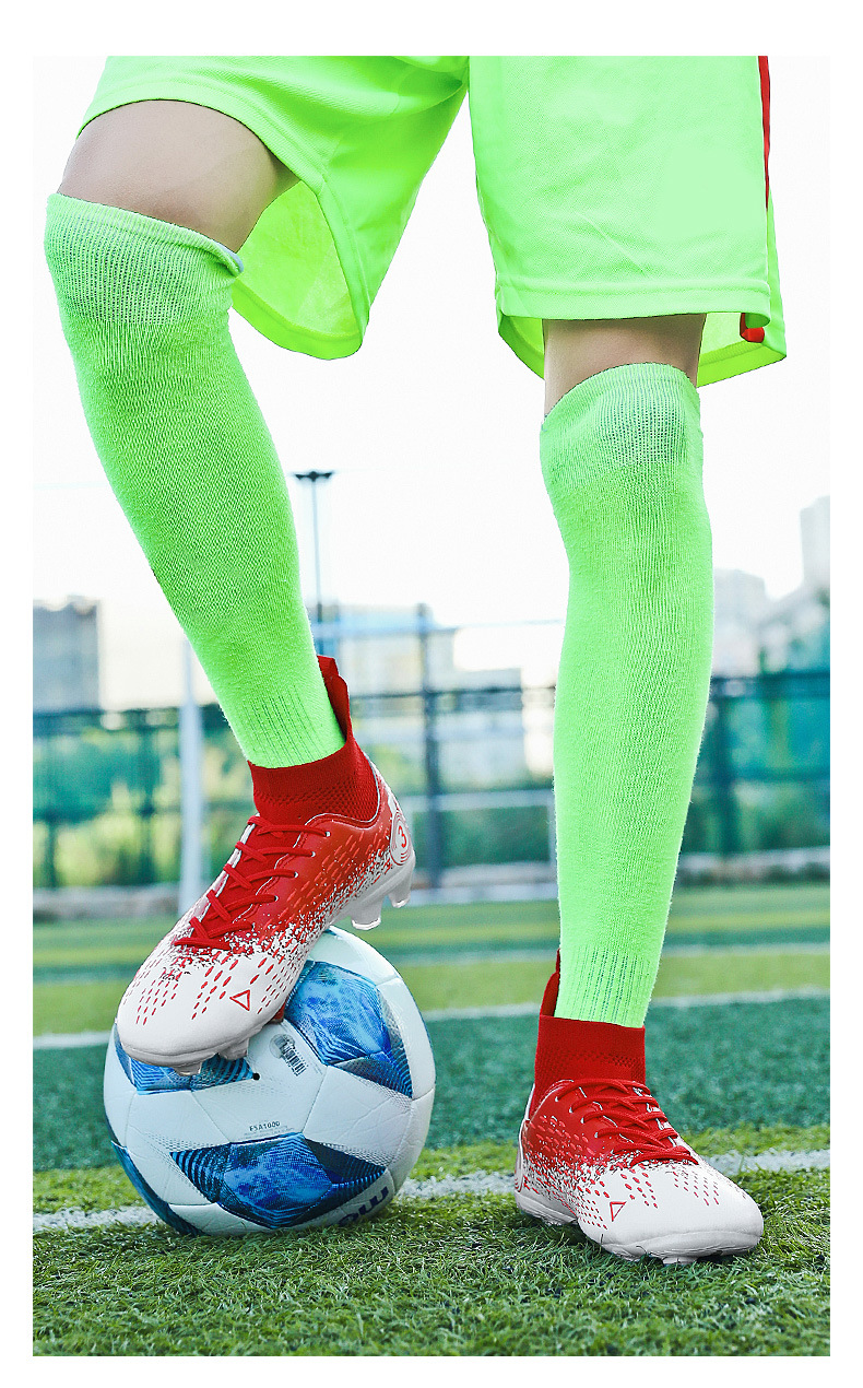 Scarpe da calcio transfrontaliere alte in pelle di grandi dimensioni per ragazzi e ragazze tf unghie rotte erba artificiale AG unghie lunghe scarpe da ginnastica anatra mandarina_voghion.com