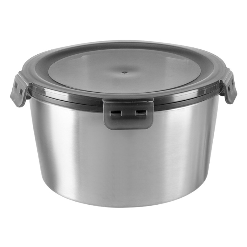 Caja de almacenamiento de acero inoxidable 304 caja de almuerzo Bento caja de almuerzo sellada de gran capacidad redonda al por mayor