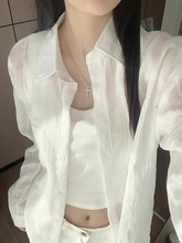 薄款白色防晒衬衫女2025夏季新款亚麻气质棉麻衬衣外套中长款上衣