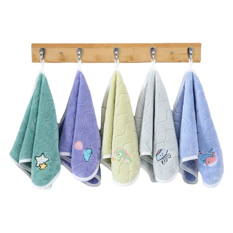 Коралловый бархатный банный детский банный мультфильм вышитый детский шарф водяной рисунок морской мир домашнее полотенце впитывает воду и утолщает