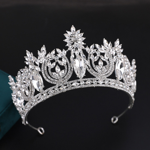 Cross-border European and American luxury bridal crown hair accessories crystal headband alloy hair crown atmospheric wedding accessories ball crown