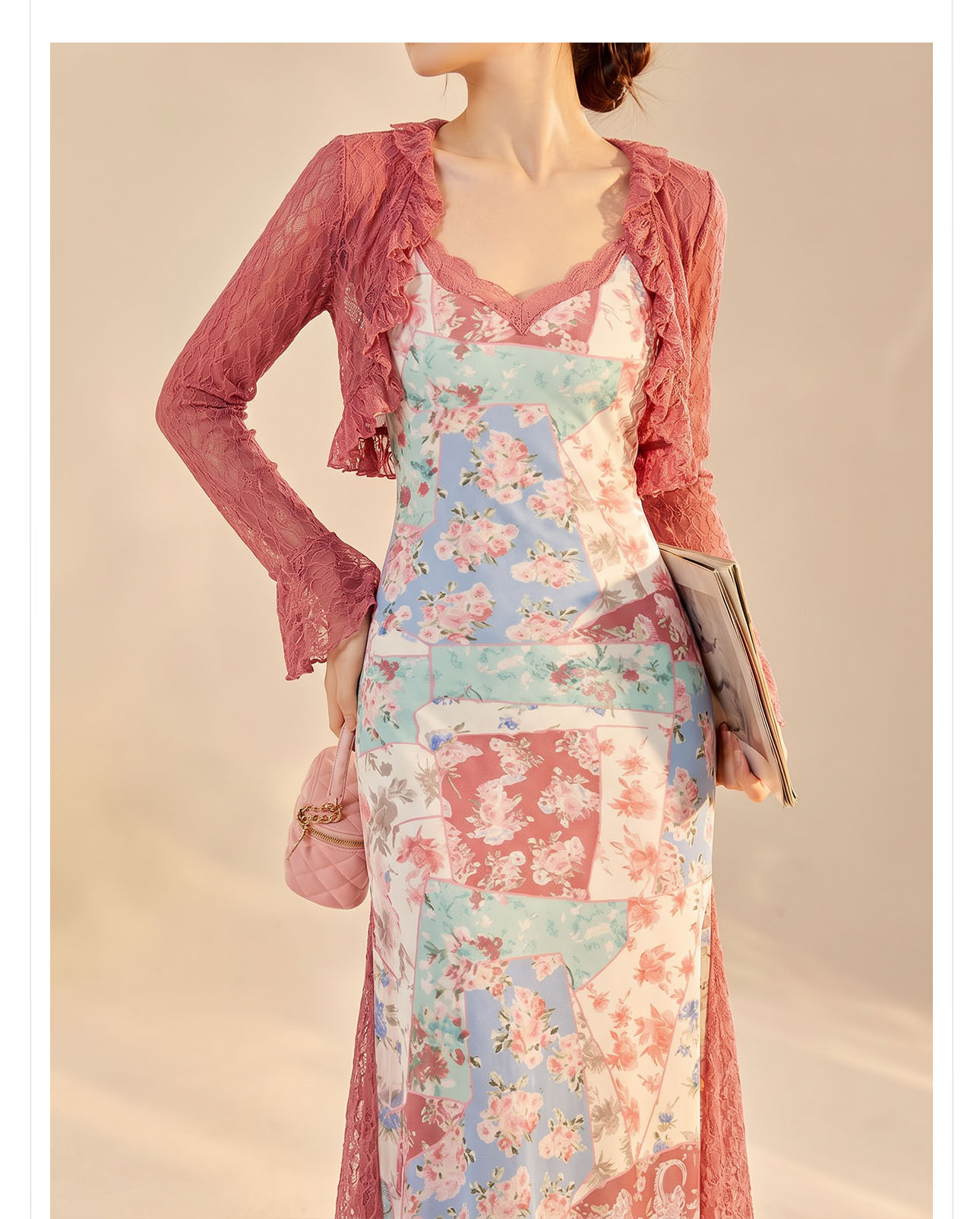 Bộ cardigan ren và váy đuôi cá thanh lịch phong cách lãng mạn — áo, bộ đồ, Trang phục Sling chi tiết 7