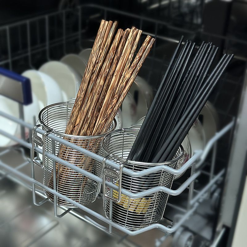 Grado alimenticio 304 palillos de acero inoxidable tipo ventilación colgada en la pared palillos caja de almacenamiento de drenaje marco especial para lavadora de platos