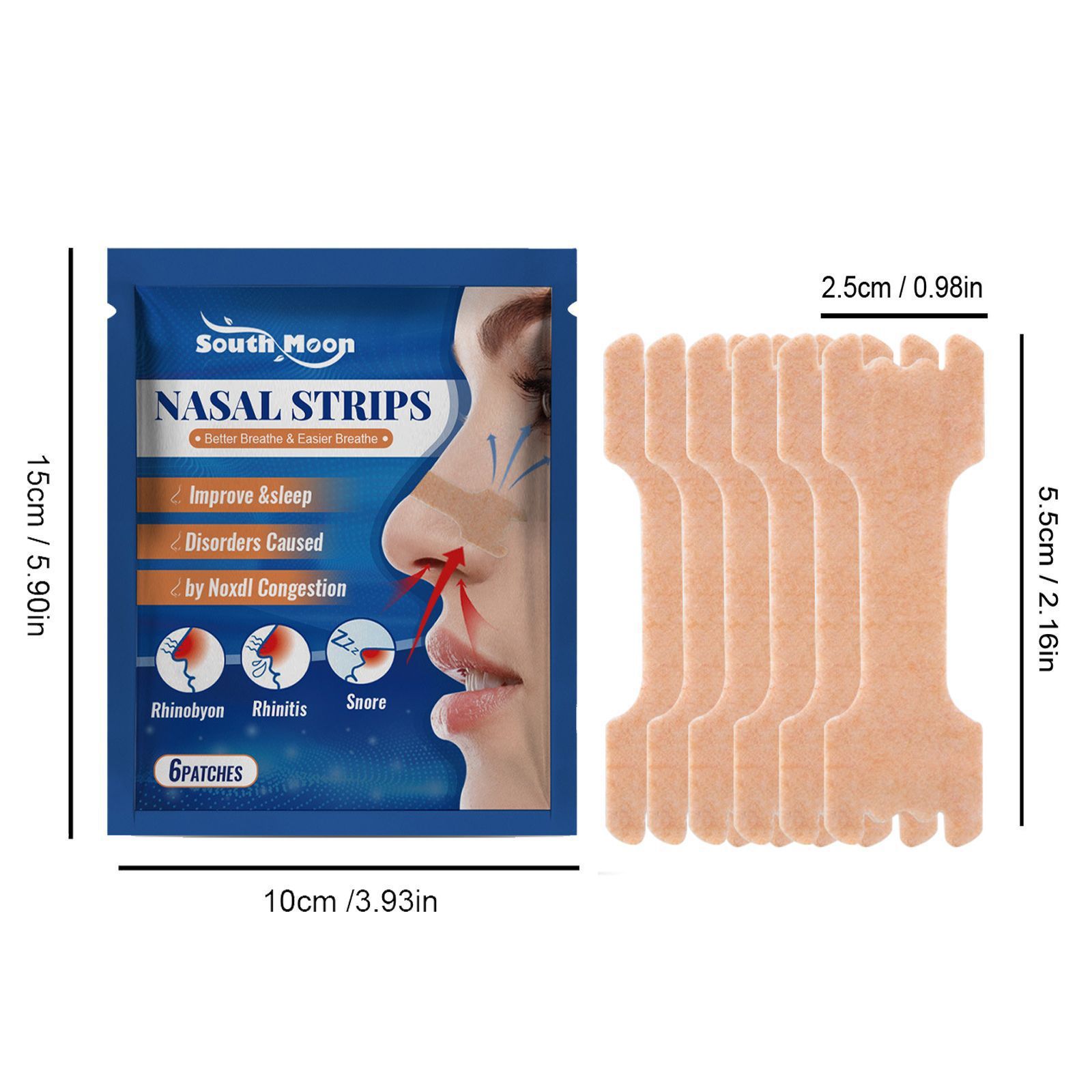 South Moon Anti-snarkning näsplåster lindrar mjuk andning och snoppstopp och snarkningsventilation näsplåster_voghion.com