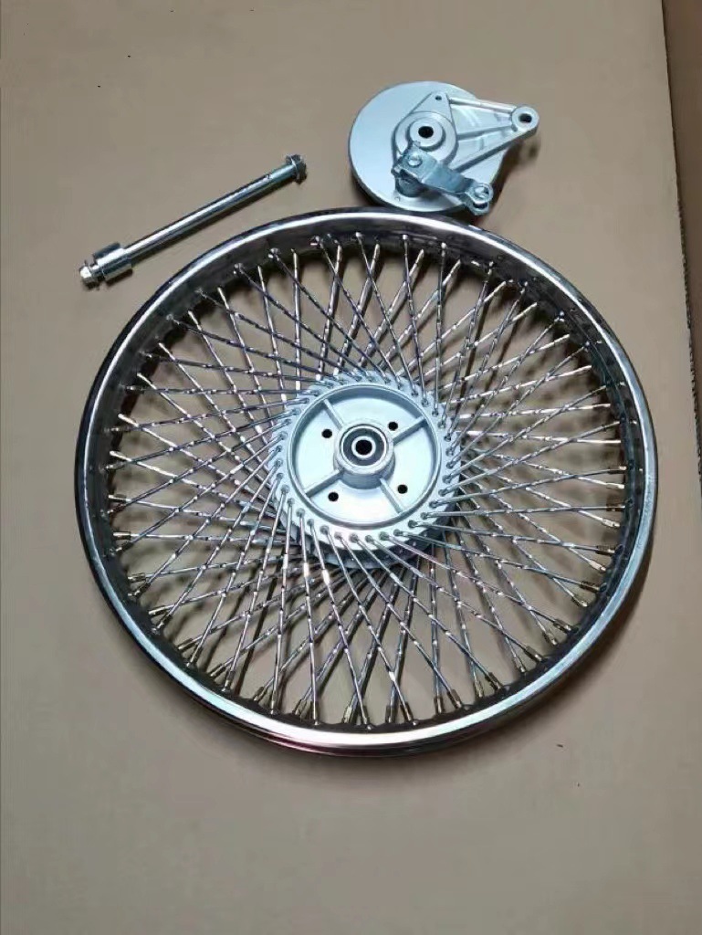 70 Motorcycle Jialing Front and Rear Wheel Steel Rim Assembly Modified 72 Holes Steel Wire Widened Wheel