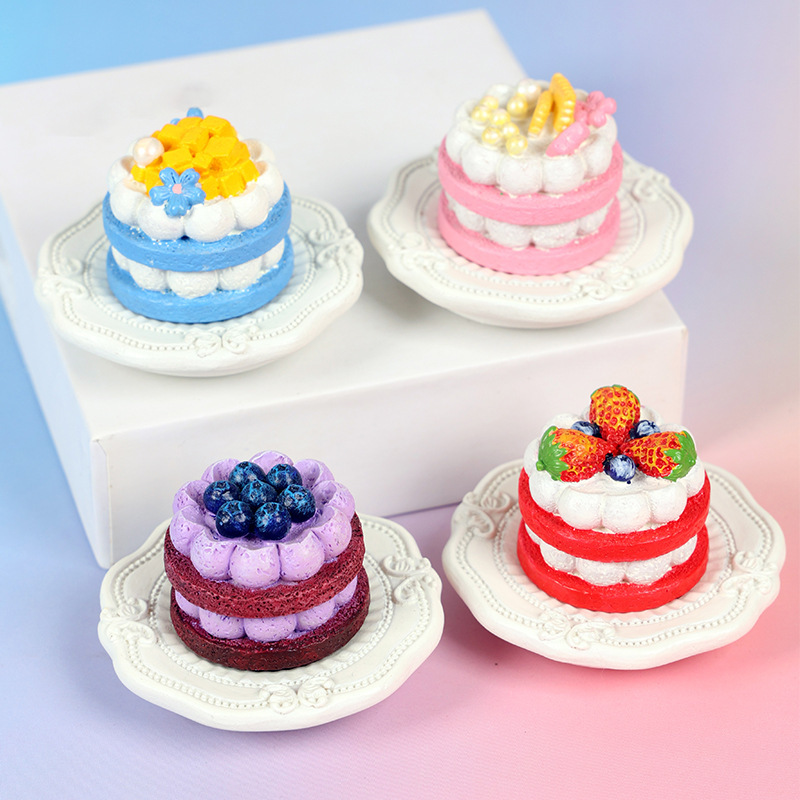 Simulated Fruit Dessert Cake Refrigerator Magnets, Cute Cartoon Resin Food Toy Magnetic Stickers, Peripheral Refrigerator Magnets for Entry Doors