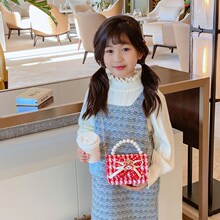 儿童包飘带蝴蝶结小香风少女手提包珍珠串珠零钱可爱公主风小包包