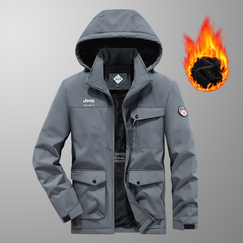 Cross-Border Plus-Size Men's Jacket Autumn and Winter New Casual Middle-Aged Men's Jacket with Fleece Cotton Coat Thickened Jacket