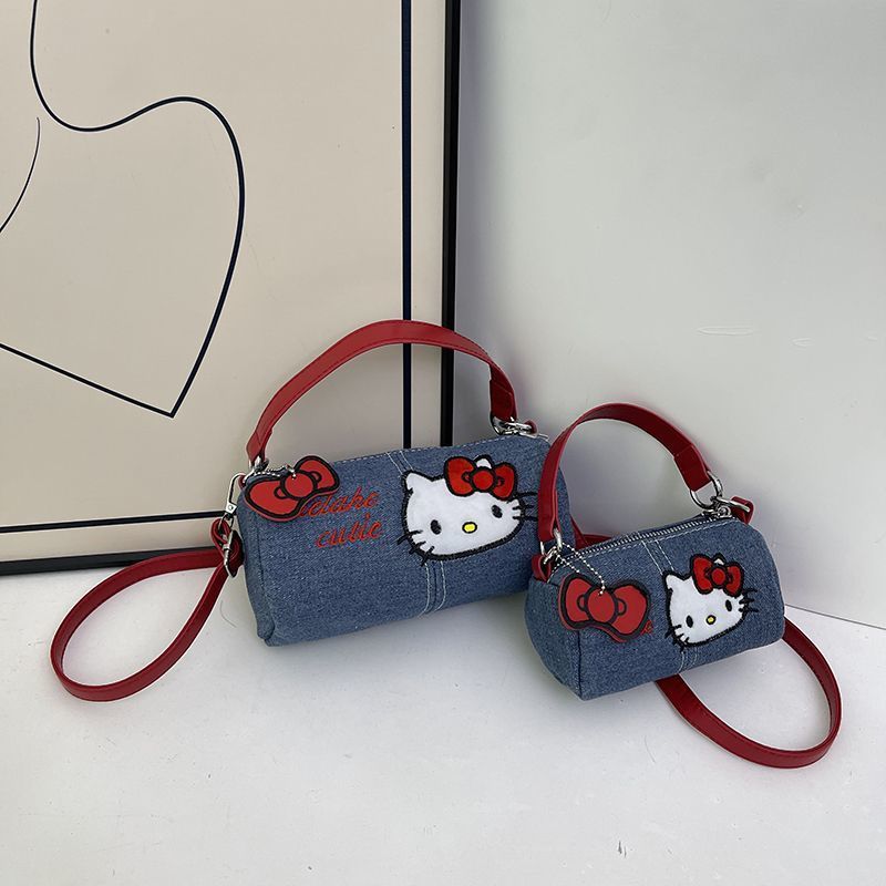 可爱新款牛仔kitty刺绣拎包小包网红迷你新款斜挎包卡通手提包|undefined