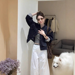 韩版翻领短款牛仔外套女2025秋季新款小个子宽松百搭休闲夹克上衣