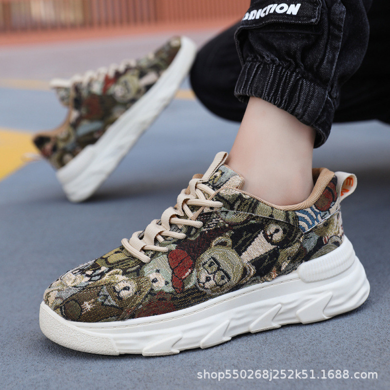 老爹鞋男2025春秋新款厚底彩色防滑复古运动鞋跨境外贸个性男鞋子