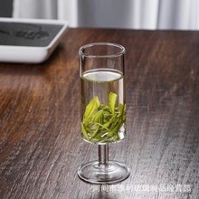围炉冰茶杯子高脚绿茶杯猴魁玻璃杯品茗直筒泡茶杯子红茶闻香E18