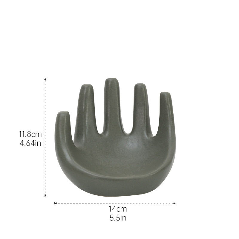 Ins viento cerámica palma adorno soporte de joyería decoración de mesa soporte de anillo soporte de almacenamiento de joyería decoración suave