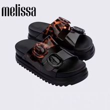 Melissa女鞋2025新款夏季凉鞋果冻鞋一字拖双带宽面搭扣厚底拖鞋