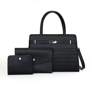 European and American Style Women's Crocodile Pattern Light Luxury Texture Lock Handbag Foreign Trade Classic Large Capacity Bag Three-piece Set