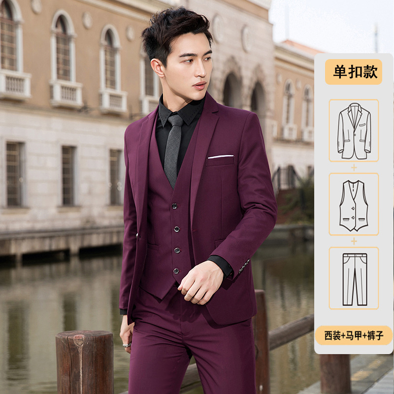 New men's suit three-piece Korean casual...
