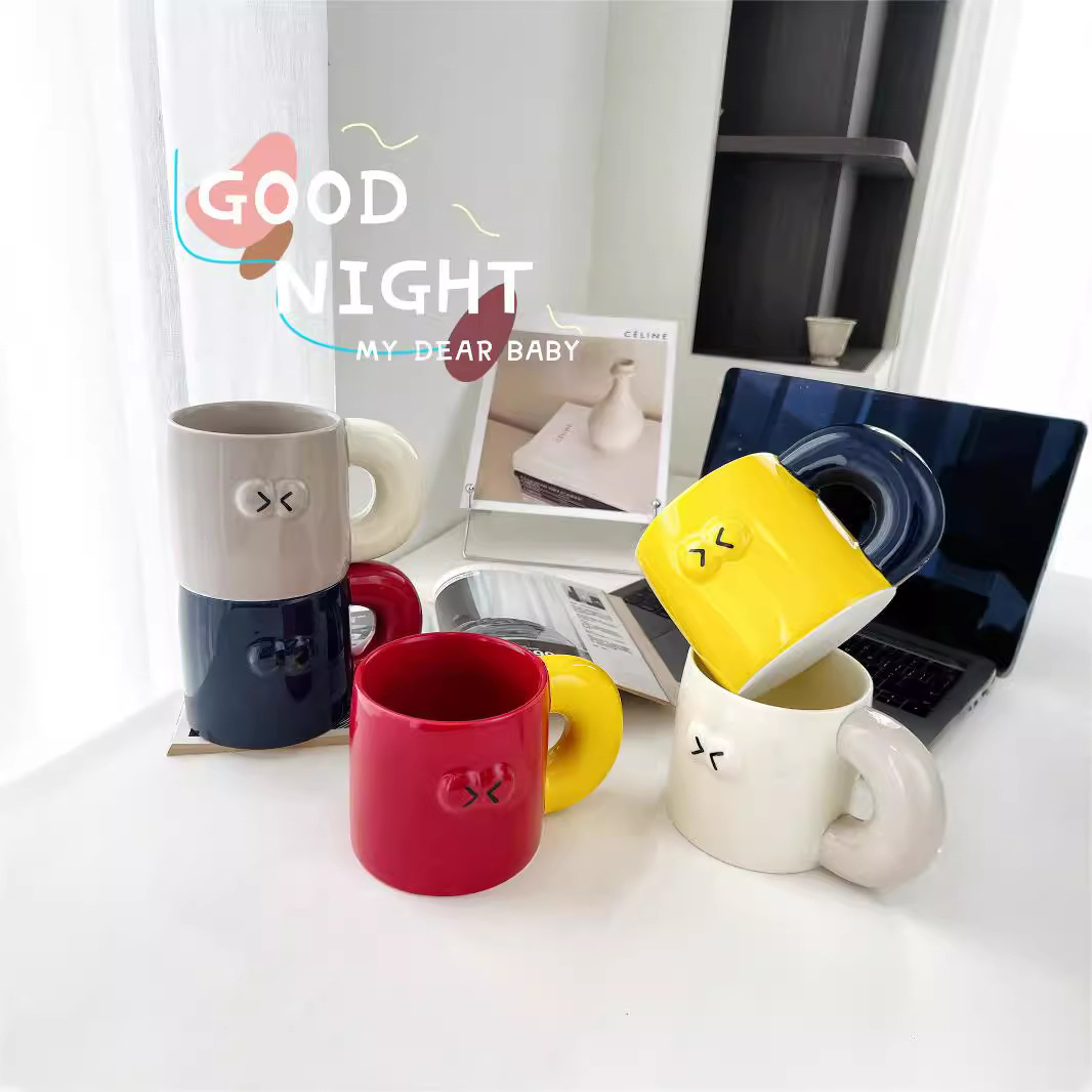 Shawn Mondrian gorda gorda taza de cerámica encantadora taza casera copas de agua regalo de cumpleaños creativo