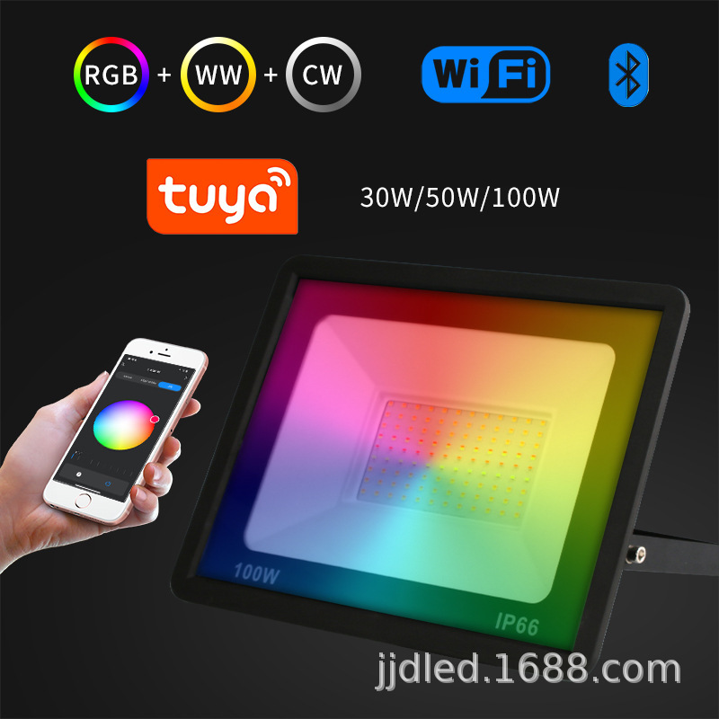 Factory Direct Sales Led Floodlight Graffiti Rgb Floodlight Indoor and Outdoor Atmosphere Light 30 50 100W Remote Control Highlight