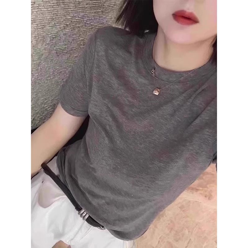 Thin Elastic Mask Breathable Short-Sleeved T-Shirt for Women Summer 2026 New Popular Round Neck Fashionable T-Shirt Top Thin Elastic Mask Breathable Short-Sleeved T-Shirt for Women Summer 2026 New Popular Round Neck Fashionable T-Shirt Top